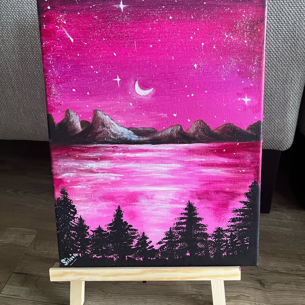 Pink and Black Canvas Art